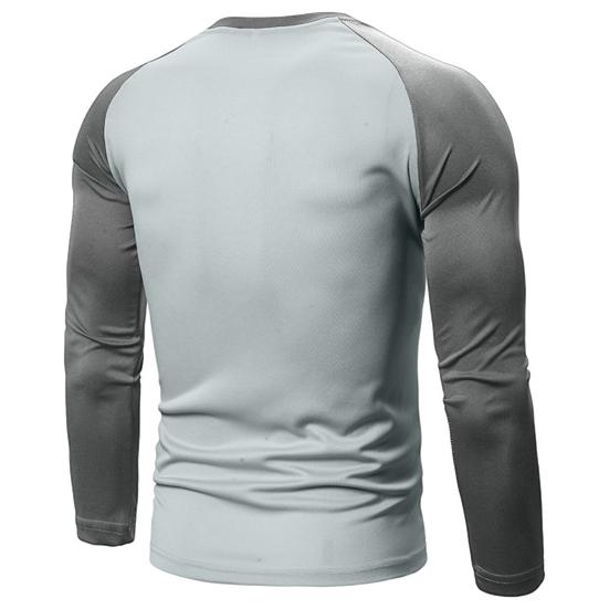 Män Höst Vår Topp Rund Hals Färg Matchande Patchwork Slim Fit Elastisk Långärmad Stretchig Tunn Män Sport Fritidskläder T-shirt