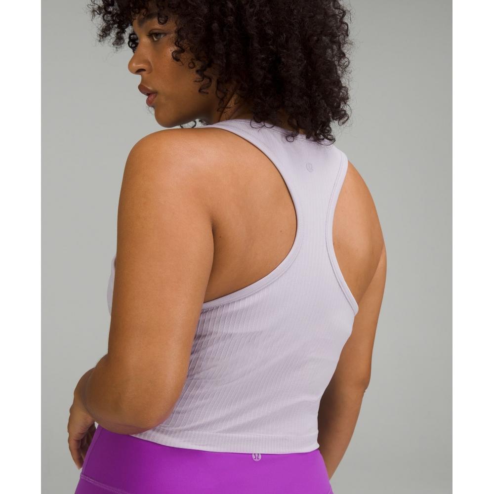 Lululemon EBB To Street Cropped RaCerBaCk Tank Top  Light Support  B C Cup Faint Lavender