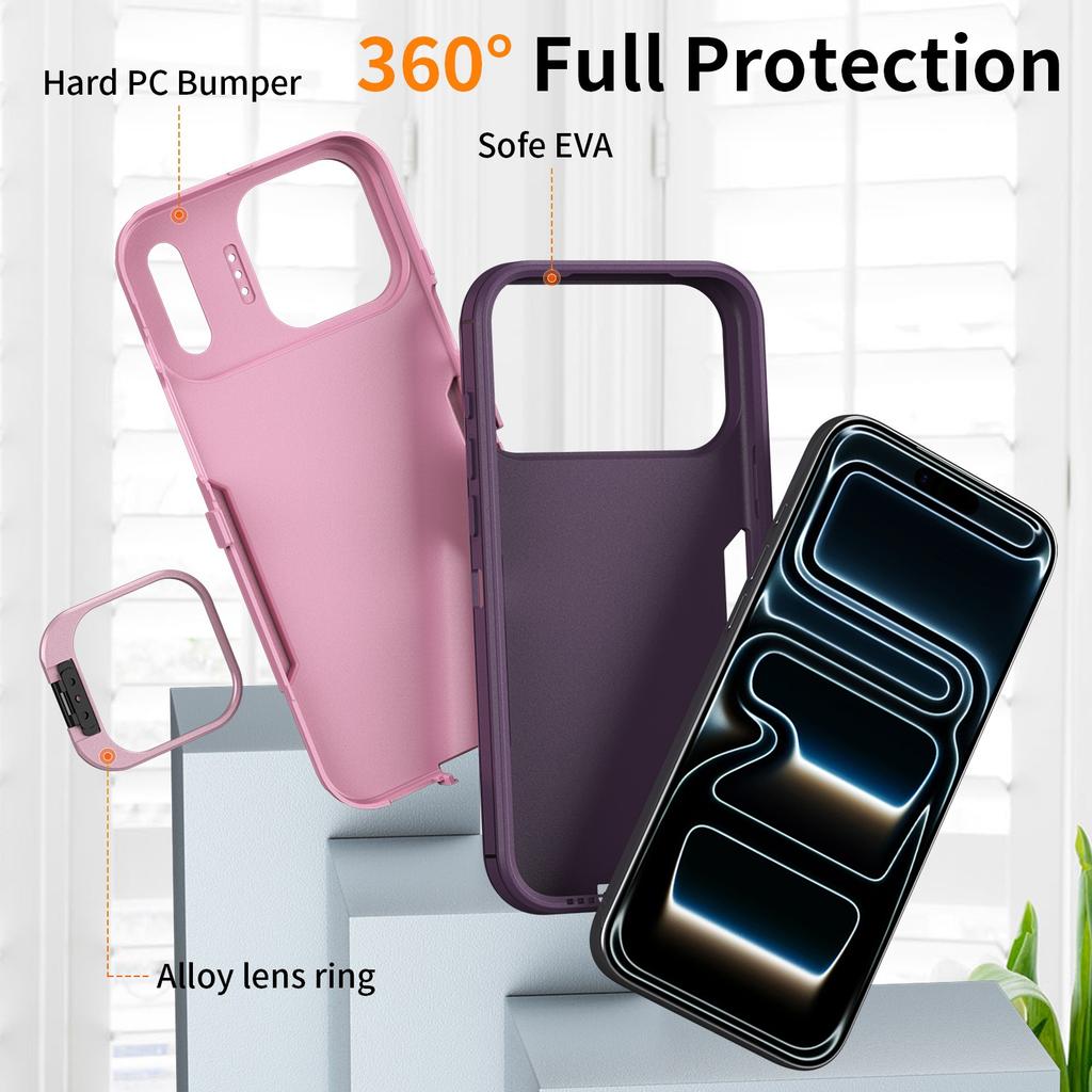 Heavy Duty Alloy Lens Holder Case for iPhone 17 ProMax 16 15 14 Plus 13 12 Air 17e Matte Anti-fingerprint Impact Resistant Cover