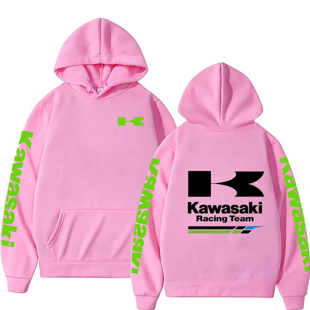 Women's Casual Fashion Pullover Couple Street Sweatshirts Spring and Autumn Men's Kawasaki Motorcycle Logo Print Sports Hoodies