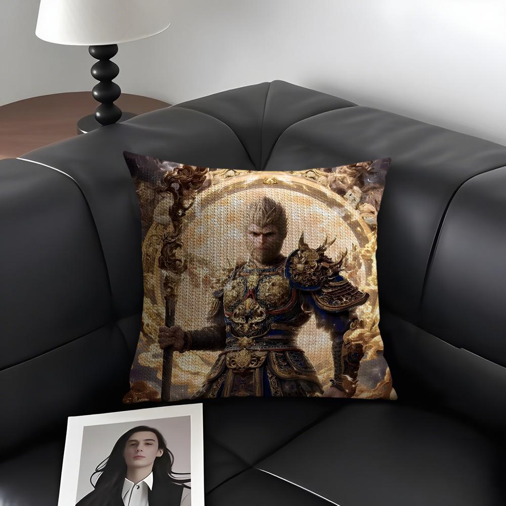

BBlack MythH Game Cushion Cover Natural Linen Organic Fabric DoubleSided Printing Sofa Home Decor Gift Pillow Case 30x30cm