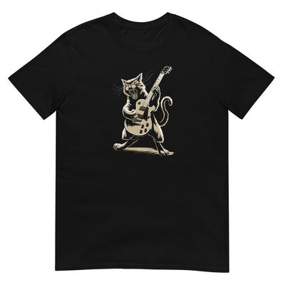 Camiseta de Gato Guitarrista Camiseta Amantes de Gatitos Camiseta para Mascotas Diseño Unisex Camiseta Unisex