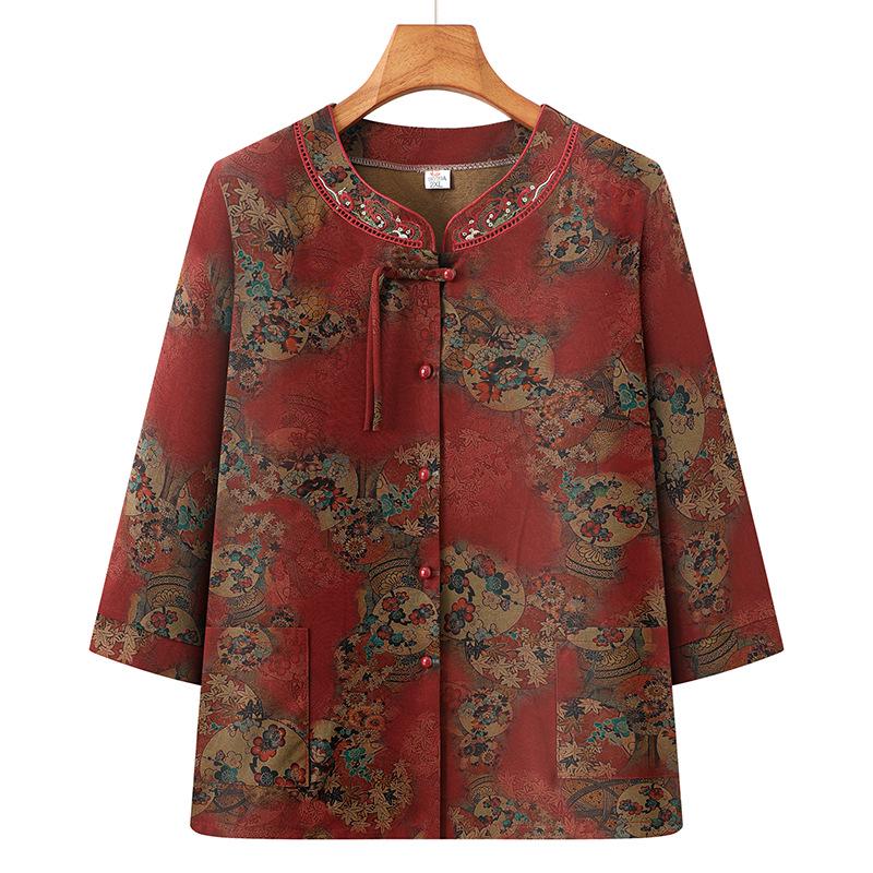 Stylish Summer Round Neck Shirt & Outfit Set for Middle-aged and Elderly Women