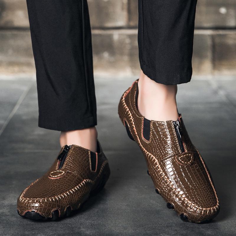 39-46 Mode Herr Casual Läderskor Loafers Moccasins Platt Körskor