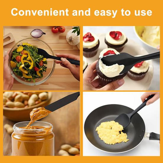 4Pcs Silicone Spatula Set Food Grade Ergonomic Handle Spatulas High Heat Resistant Kitchen Utensils for Cooking Baking Stirring Scraping Serving