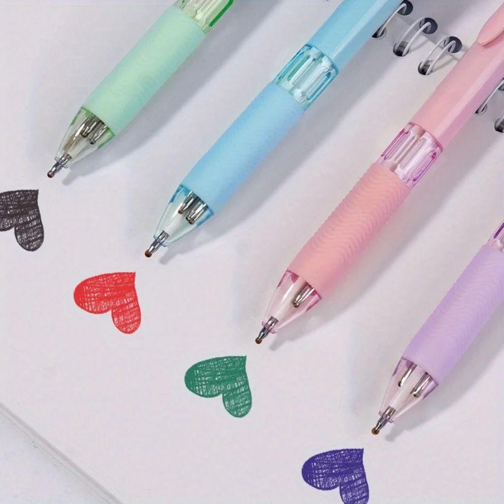 6pcs 0.7mm Refill Multicolor Retractable Pen Rubber Grip Press Roller Ball Pen  Office