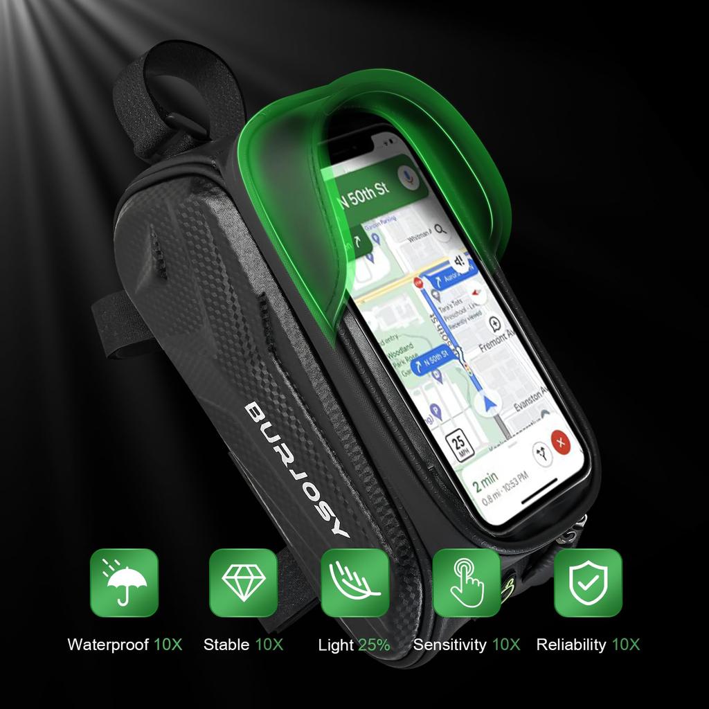 Bicycle Top Tube Bicycle Road Smartphone Waterproof Frame Compatible with 7 Inch Large TPU High Touch Comes with Rain Light Abrasion Shock Easy To