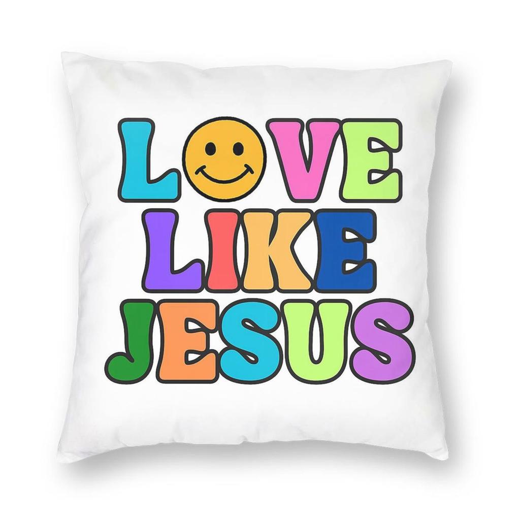Love Like Jesus Square Pillowcase Polyester Linen Velvet Printed Zip Decor Home Cushion Cover Wholesale