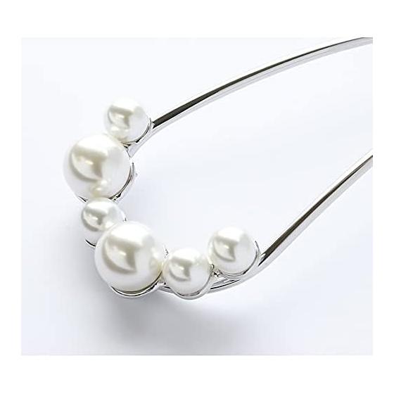 JewelVOX Hair Accessories for Women, U-shaped Hairpin Stick with 6-Row Pearls, Elegant Formal Style for Suits, Dresses, Kimonos, and Yukatas, Perfect