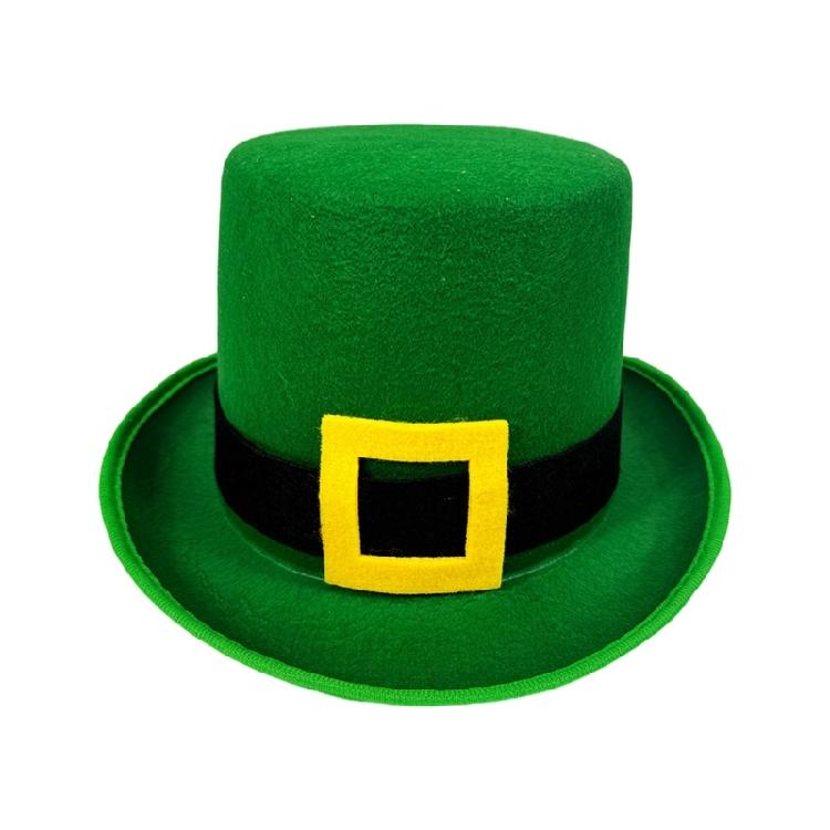 Elegant Green Homburg Leprechaun Styling Hat with Unique Yellow Buckles Wide Brimmed Western Hat for Casual Wear