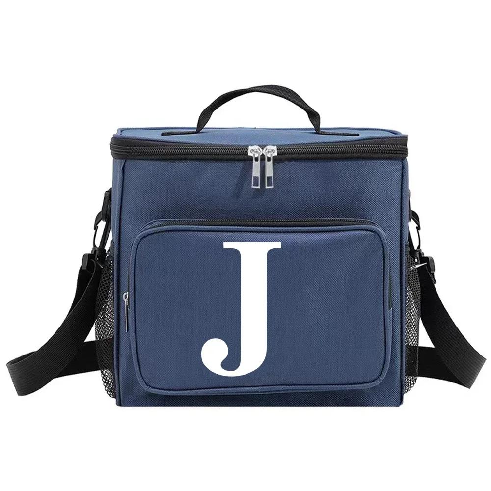 Insulated Lunch Bags Thermal Organizer Handbag Cooler Box for Student Portable Waterproof Camping Storage Boxes White Pattern