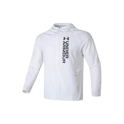 Under Armour Chaqueta con capucha de entrenamiento con logo de letras estampado para hombre, chaquetas blanco 1377486-100