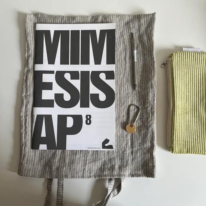 Linen gray striped mini bag