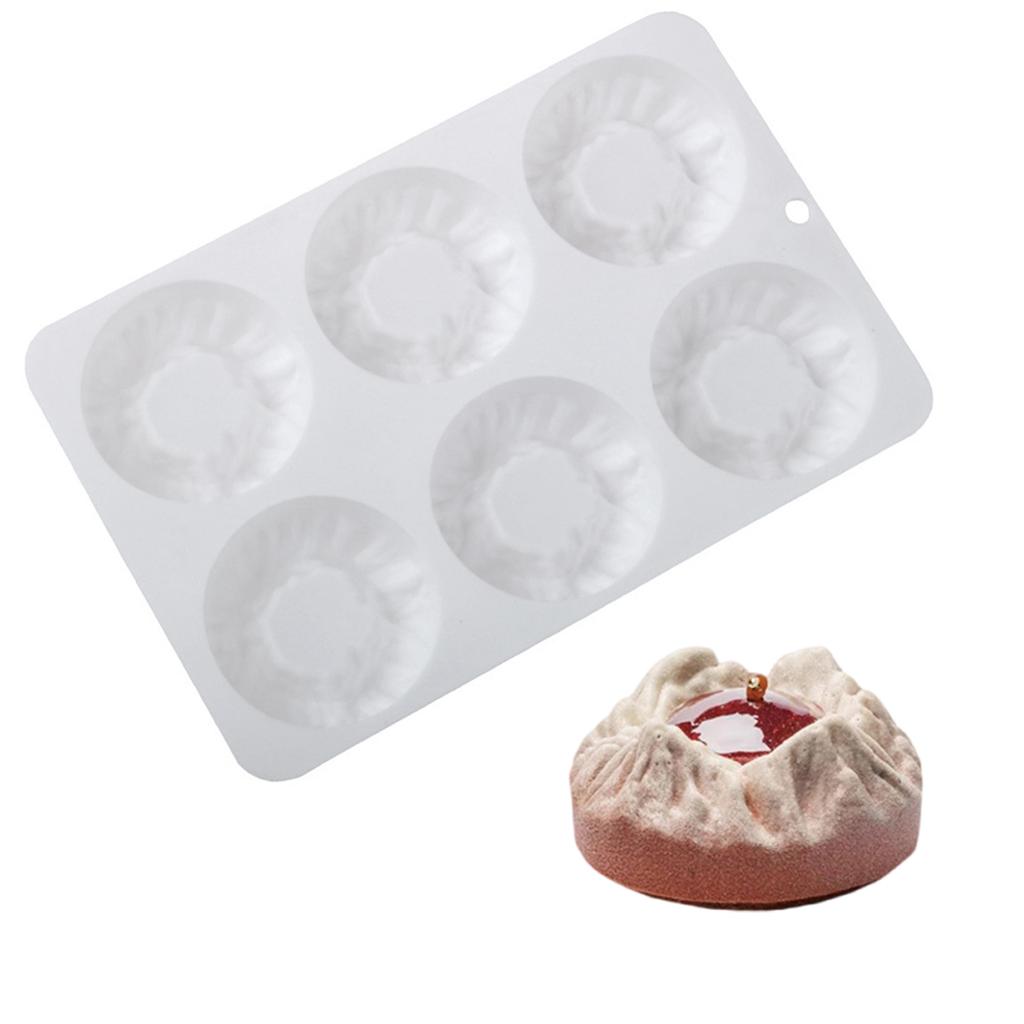 6 Cavity Silicone Mousse Cake Mold Mountain Shape Flexible Baking Molds for Baking and Dessert Nonstick Bread Making
