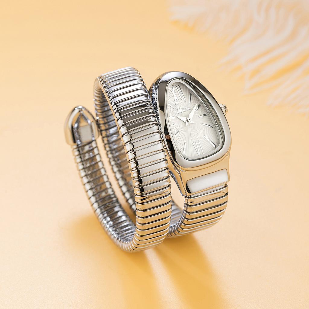 MISSFOX Classic Snake Shape Watch for Women Gold Silver Scaleable Bracelet Womens Watches Quartz Ladies Wristwatch
