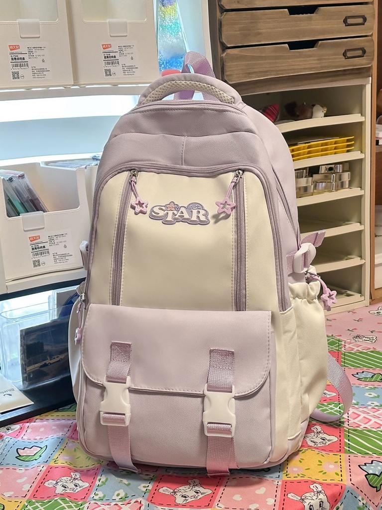 Schoolbag Cute Small Fresh Large Capacity Student Bag Female Splicing High Value Simple Backpack Fashionable Versatile Backpack