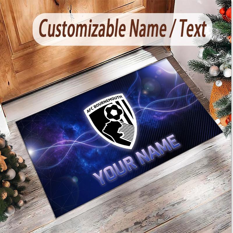 Personalized Crystal Velvet Carpet Bournemouth Football Pattern Non Slip Floor Rug