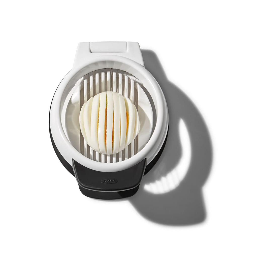 OXO Simple Egg Slicer Cuts Boiled Cuts Eggs and Minces Easy To Cut Eggs Without Crushing Them Dishwasher Safe Eggs, Vertically, Horizontally,
