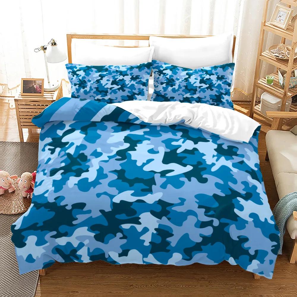 3PCS Single-sided Printed Series Camouflage Russian Printing Duvet Cover BeddingSet Comfortable Breathable Sheet  Comforter