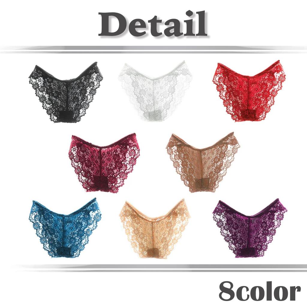 WHITE FANG Floral Lace Size TT23S5 of Women's Underwear, 5-Piece Set, Sexy, L, (Set 5)