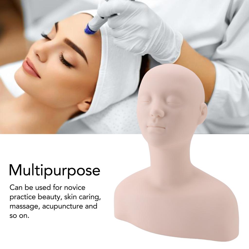 Mannequin Head with Shoulders Soft PVC Mannequin Head Shoulder Model Lifelike Display Manikin Head Bust for Makeup Massage Acupuncture
