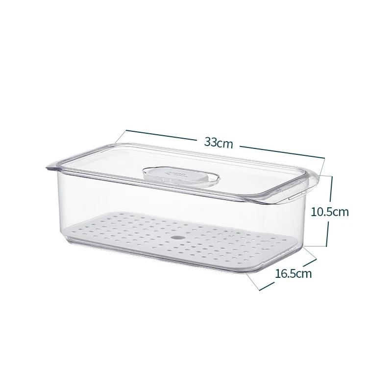 

Ящик для хранения в холодильнике с поддоном для слива, штабелируемый ящик для хранения продуктов, кухонный прозрачный ящик для сохранения свежести фруктов и овощей