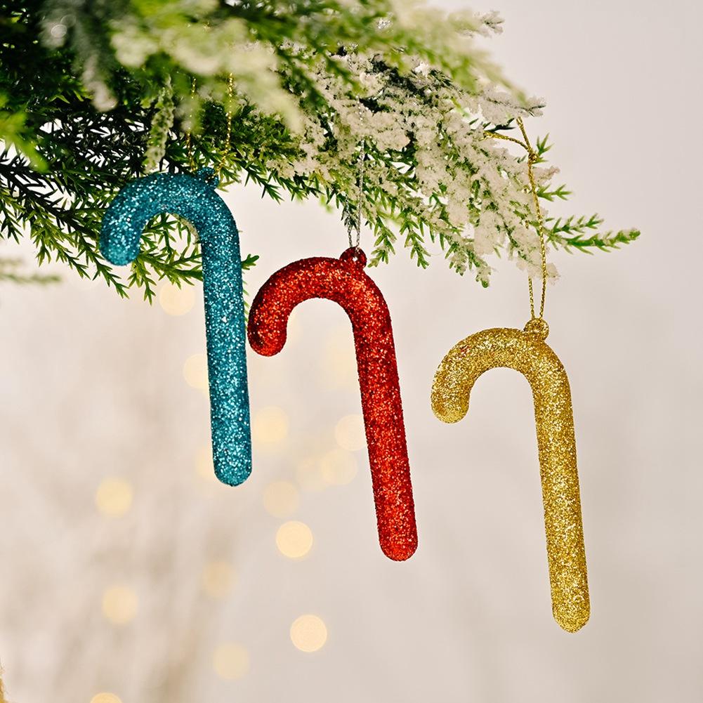 M-Modern-Shiny Crutch Merry Christmas Decoration PVC Color Xmas Tree Hanging Ornament Kids Gift For Home Decor Room Wall Pendant