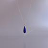 Natural Lapis Lazuli Long Necklace Sterling Silver Feminine Necklace for Women Teardrop Healing Crystal Daily or Occasional Wear Jewelry
