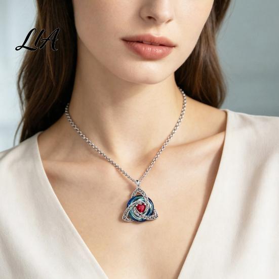 Gedenkschmuck Geschenk Keltischer Knoten Geburtsstein Halskette für Damen, Zirkonia Anhänger Halskette, Klassischer Irischer Schmuck, Für Sie Ehefrau Freundin