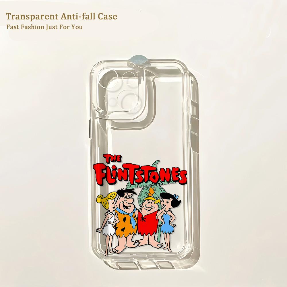 Fun Cartoon Flintstons Phone Case for IPhone 17 16 16e 15 14 13 12 11 Mini Pro Max X XR XSMax 8 Air Plus Transparent Back Cover