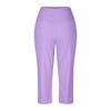 Women  Elastic High Waist 3/4 Pant Casual Active  Fit Wide Capris Leg Pants Trousers With Pockets