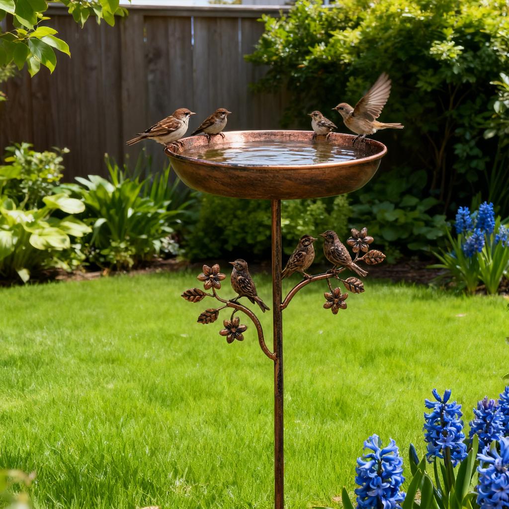 Garden Birdbath Sturdy Iron Outdoor Bird Bath for Outside Vintage Standing Birdbath Bowl for Outdoor Garden Patio Yard