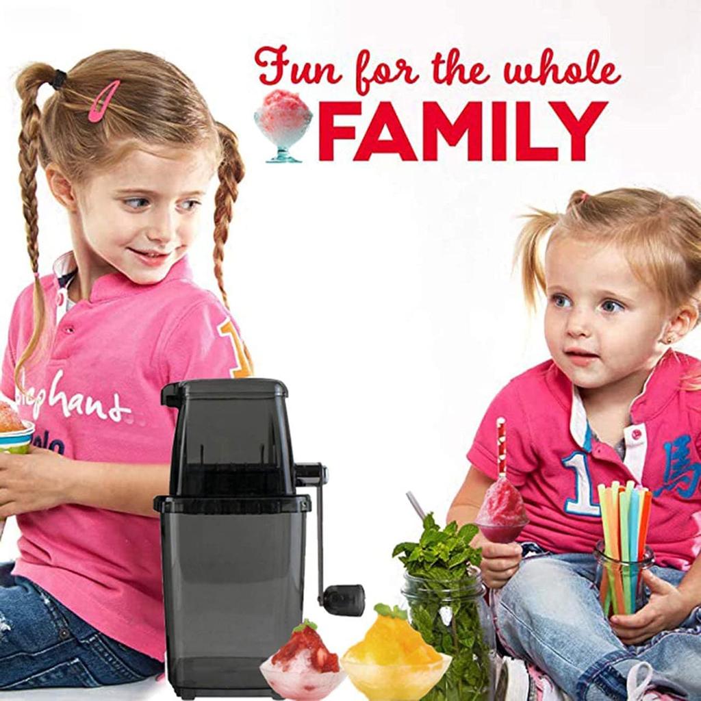 Ice Crusher Manual Rotary Ice Crusher Cocktails Slush Machine Ice Cube Crushed Smoothies Ice Crusher Machine Home 1.25L Chrome Plated Ice Grinder