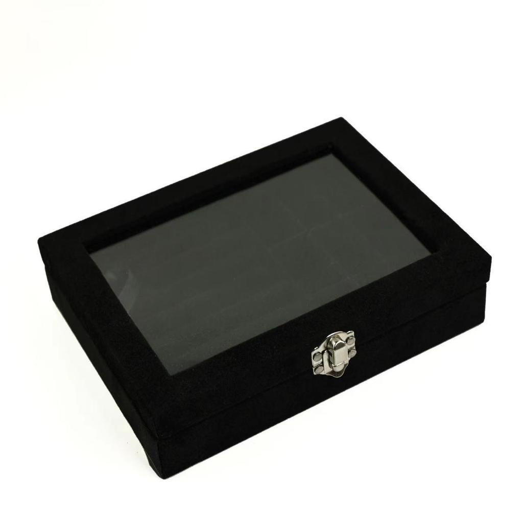 Elegant Flocked Jewelry Storage Box with Earring, Stud & Dangle Compartments - Dustproof, Portable & Transparent Ring Organizer