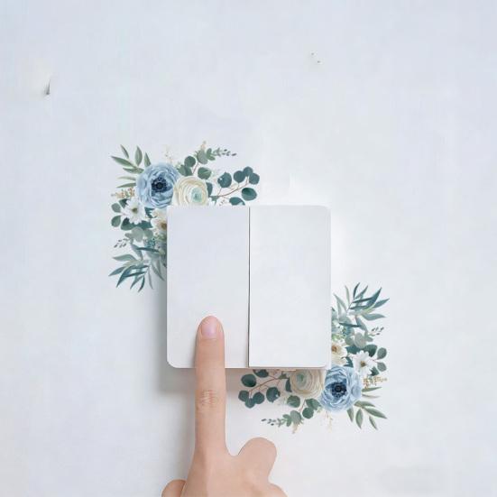 Flower Light Switch Sticker Removable Floral Wall Decal Self-Adhesive Socket Decor for Living Room Bedroom Kitchen