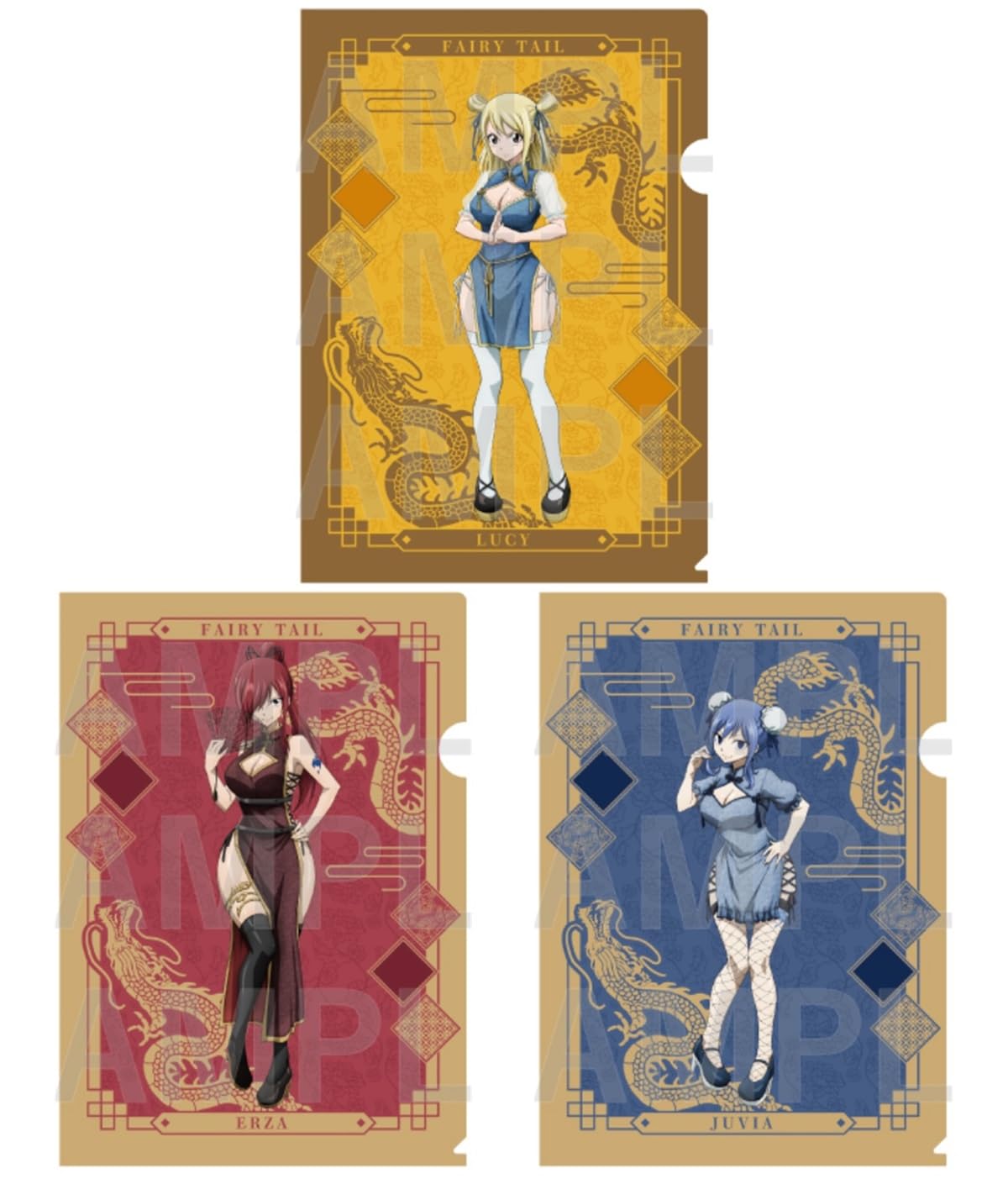 Набор из 3 прозрачных папок FAIRY TAIL:    Люси Хартфилия   ,    Эрза Скарлет    и    Джувия Локсар