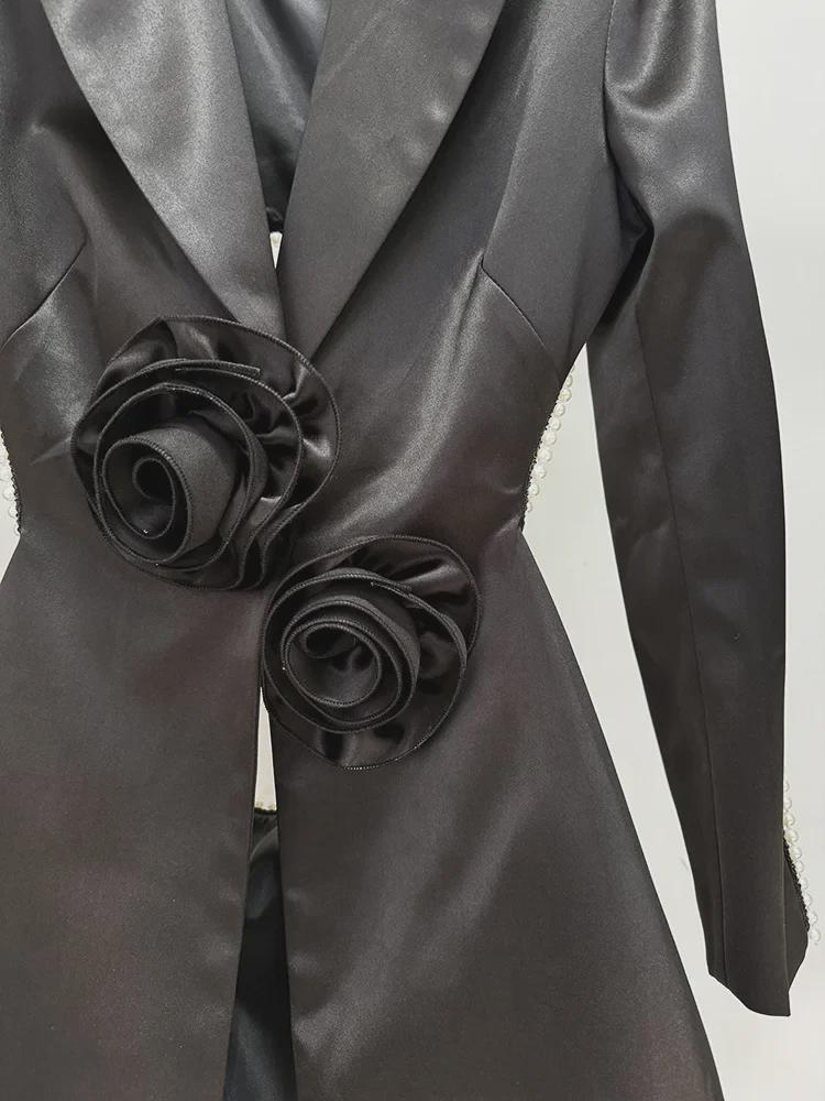 2024 Spring/Summer 3D Floral Beaded Mesh Pantsuit with Sequins and Pearls