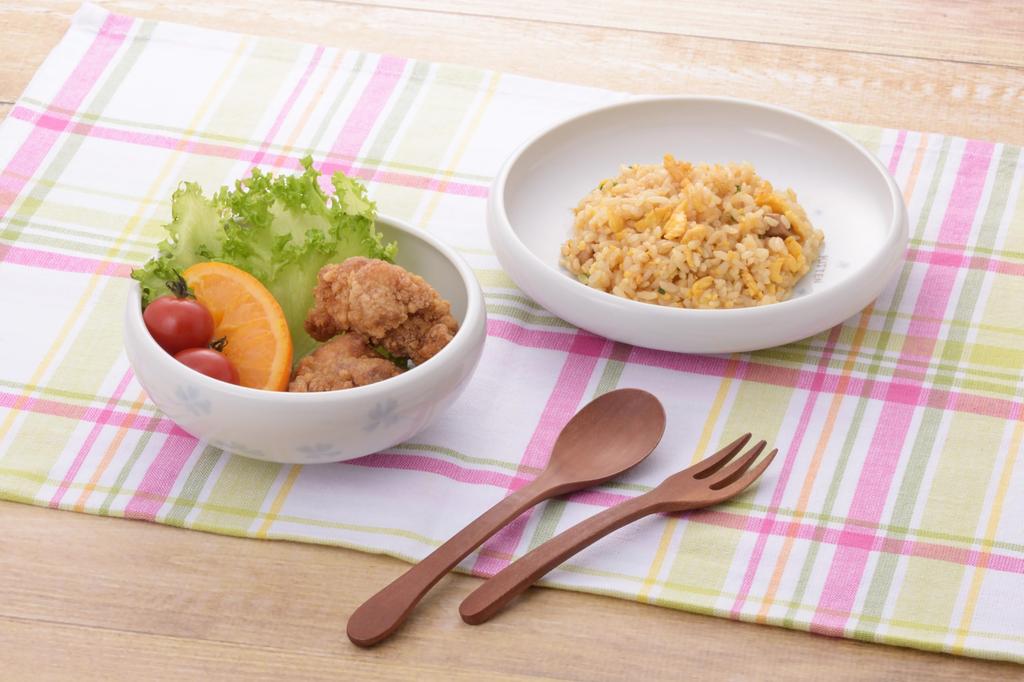 Aito Smiling Cat Bowl of 2 Kids' Tableware, Design, Easy-Scoop (Set Colors)