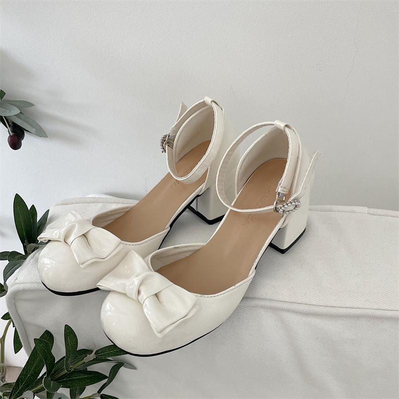 New White High Heels Pumps White Lolita Shoes Women Mary Jane Shoes Vintage High Heel Japanese Style Black College Student Shoes