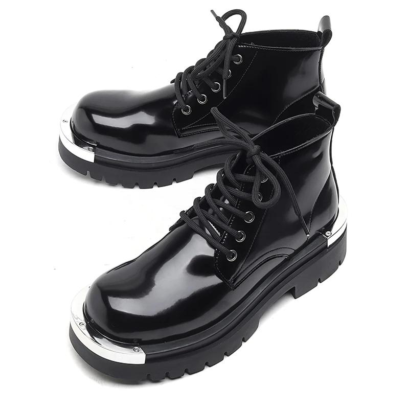 

Новая мужская кожаная повседневная обувь в британском стиле, мотоциклетные ботинки, мужская обувь на шнуровке, мужская обувь с низким верхом, нескользящие зимние базовые ботинки 44 чёрный