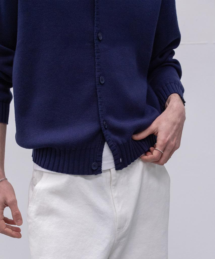 Decoroso Panel Rib Round Cardigan [Navy]
