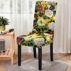 Flower Group Printed Spandex Anti -Dirty Elastic Seat Cover Removable High Back Dining Chair Cover Washable Kitchen Stools