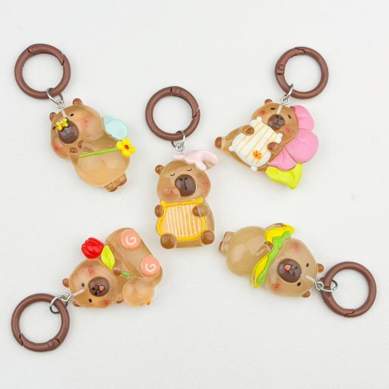 Glow-in-the-Dark Capybara Resin Keychain for Backpacks
