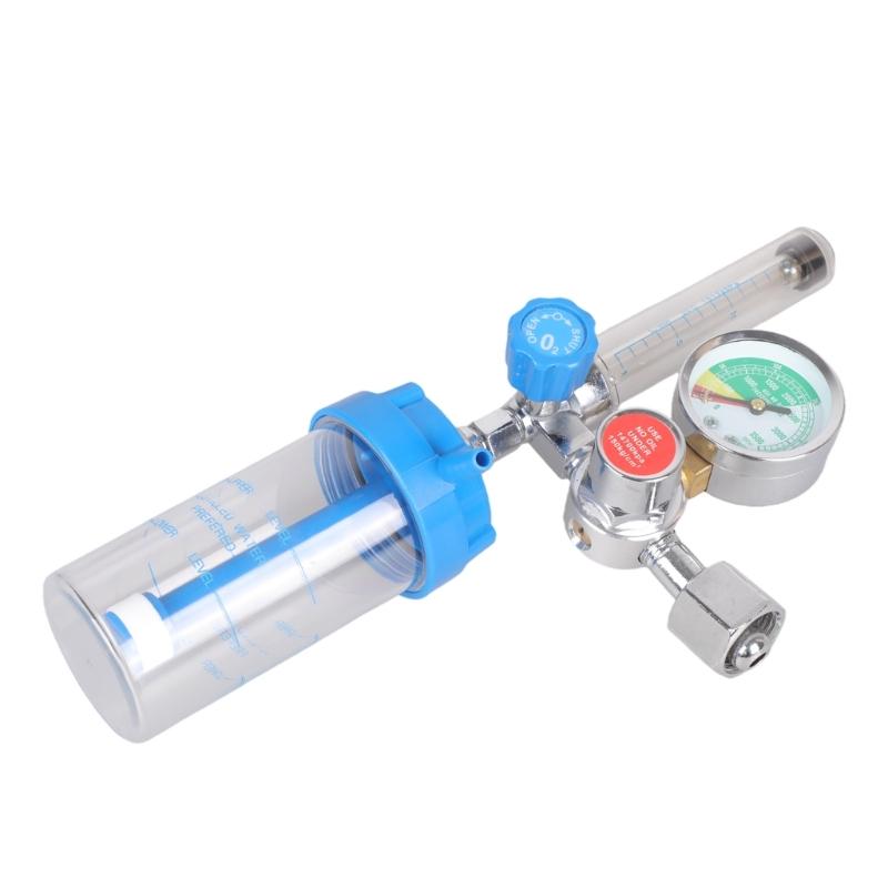 Buoy Type Oxygen Pressure Gas Regulator Inhaler G5/8" Thread O2 Pressure Reducer Oxygen Gauge Flow Meter Zinc Alloy