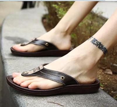 Marque PU Cuir Été Hommes Pantoufles Sandales de Plage Confort Hommes Chaussures Décontractées Mode Hommes Tongs Vente Chaude Chaussures yui8