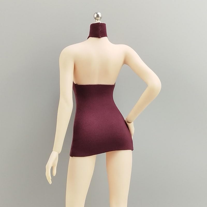 HAMRETHYPPZ 1/6 Scale Costume, 1/6 Scale Figure Clothes, Female, Sexy Dress, Sexy Miniskirt (Body, Head, Shoes, Etc. Not Included) (Dark Red)