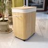 Dirty Laundry Basket Folding Storage Baskets Bamboo Clothes Storage Box with Lid Multifunctional Organizer Boxes with Wheels
