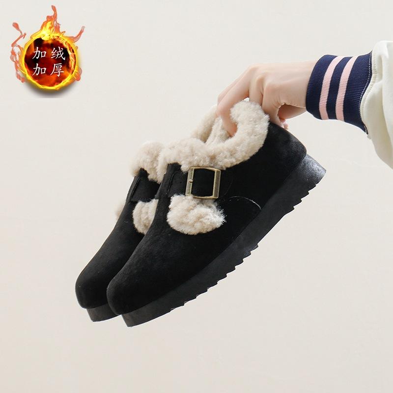 Women's Warm Snow Boots Casual Faux Suede Short Booties With Faux Fur Lining Anti-Slip Comfortable Winter Fleece Lined Walking Loafer Shoes for Women