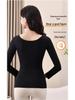 Women's Double-Sided Velvet Self-Heating Top with Fixed Cups, Thickened Waist, Long Sleeves - Warm Autumn Shirt.