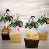 Customizable Tractor Stickers Personalized Baby Face With Ride Car Cake Toppers Custom Kids Birthday Banner Party Favors Supply